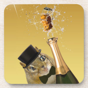 Dessous-de-verre Soirée du Nouvel An Cute Chipmunk