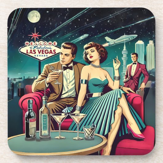 Dessous-de-verre Soirée Martini Las Vegas Age Spatial (Devant)