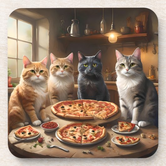 Dessous-de-verre Soirée Pizza Chat, (Devant)