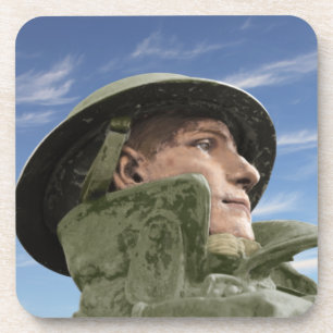 Dessous-de-verre Soldat WW1 dans le manteau et le casque de fossé