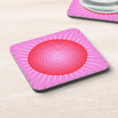 Dessous-de-verre Soleil Abstrait en corail, rose et argent (Côté gauche)