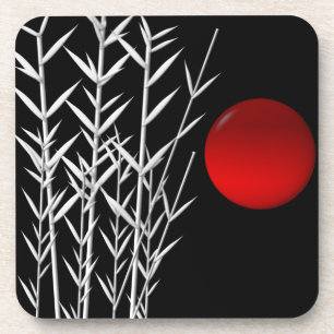 Dessous-de-verre Soleil rouge noir blanc zen