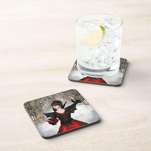 Dessous-de-verre Sorcière Imaginaire - Château médiéval Halloween A (Côté Droit)