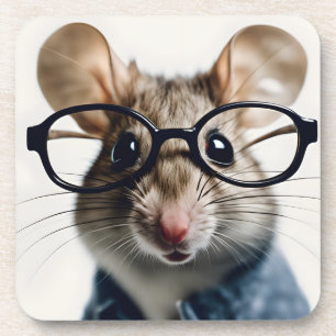 Dessous-de-verre Souris de champ Portant des lunettes