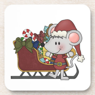 Dessous-de-verre Souris de Père Noël avec le traîneau
