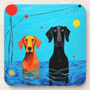 Dessous-de-verre Sous l'Horizon Bleu - Chiens surréalistes et color
