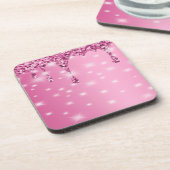 Dessous-de-verre Sous-verre élégant à effet goutte pailleté rose vi (Côté gauche)