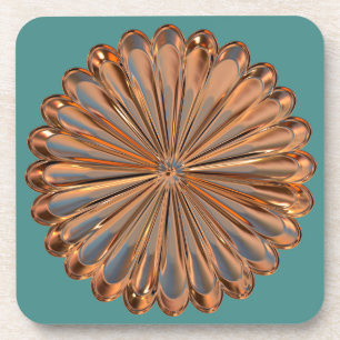 Dessous-de-verre Sous-verre médaillon fleur en cuivre art déco