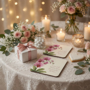 Dessous-de-verre Sous-verres de remerciement de mariage Orchidée Ro