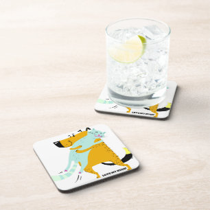 Dessous-de-verre Sous-verres en plastique Chien et Chat avec dos en