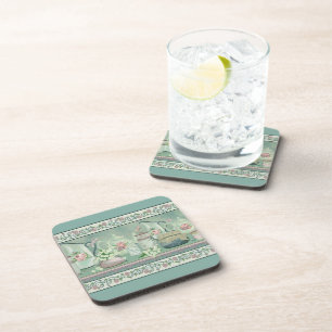 Dessous-de-verre Sous-verres Vintage Thé Bleu et Roses