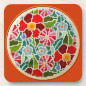 Dessous-de-verre Souvenirs d'été brodés main ornement rond (Devant)