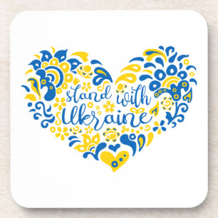 Dessous-de-verre Soyez avec l'Ukraine lettrage et coeur