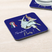 Dessous-de-verre SPAGHETTI PARTY CUISINE ITALIENNE, RESTAURANT, ble (Côté gauche)