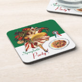 DESSOUS-DE-VERRE SPAGHETTI PARTY DANCE, CUISINE ITALIENNE ET TOMATE (Côté gauche)