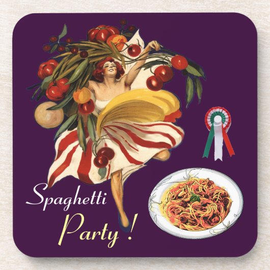 DESSOUS-DE-VERRE SPAGHETTI PARTY DANCE, CUISINE ITALIENNE ET TOMATE (Devant)