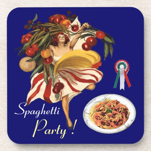 DESSOUS-DE-VERRE SPAGHETTI PARTY DANCE, CUISINE ITALIENNE ET TOMATE (Devant)