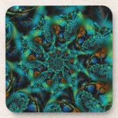 Dessous-de-verre Spike | Art fractal bleu et vert (Devant)