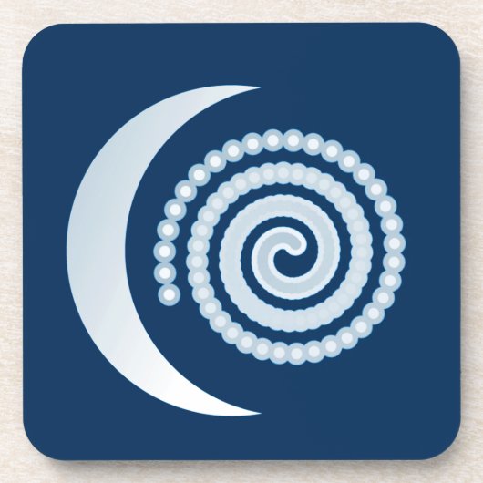 Dessous-de-verre Spirale de lune d'argent sur bleu foncé (Devant)