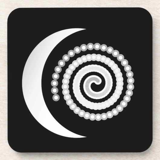 Dessous-de-verre Spirale de lune d'argent sur noir (Devant)