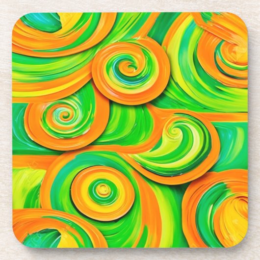 Dessous-de-verre Spirale verte et orange (Devant)