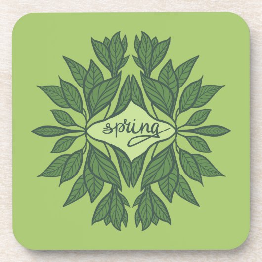 Dessous-de-verre Spring Green Leaves Aesthetic Typography (Devant)