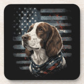 Dessous-de-verre Springer Spaniel Chien Drapeau Américain (Devant)