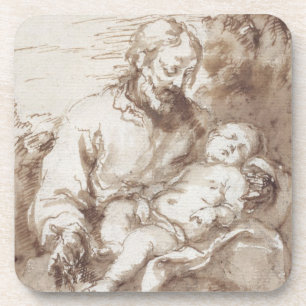 Dessous-de-verre St Joseph avec l'enfant de sommeil du Christ