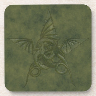 Dessous-de-verre Star du dragon - Image en cuir vert incorporé