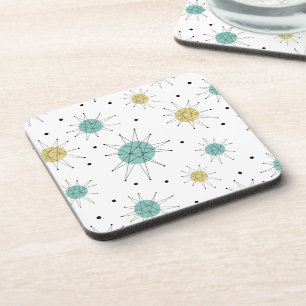 Dessous-de-verre Starburst franciscain bleu et jaune mi-siècle