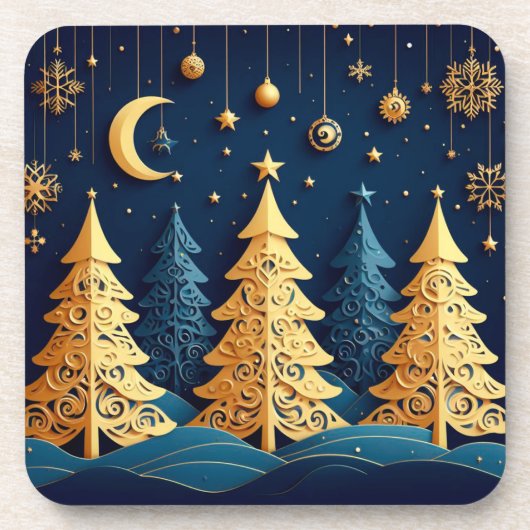 Dessous-de-verre Starlit Tree Dream – Golden Whimsy (Devant)