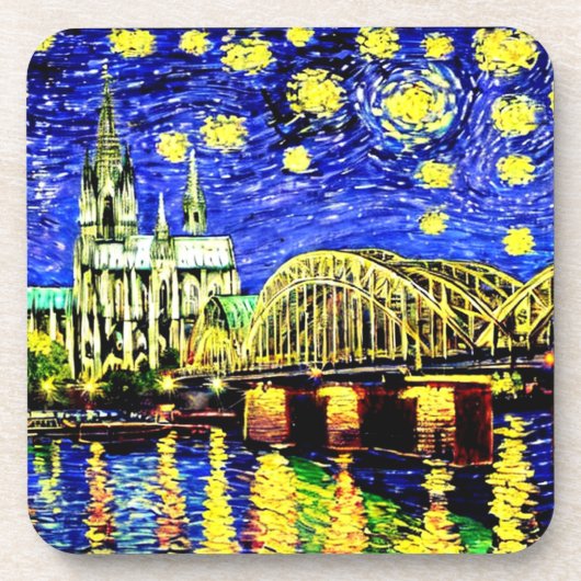 Dessous-de-verre Starry Night Cologne Allemagne Cathédrale (Devant)