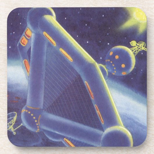Dessous-de-verre Station spatiale en orbite de science-fiction vint (Devant)