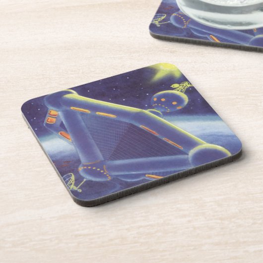 Dessous-de-verre Station spatiale orbitante de science-fiction vint (Côté gauche)