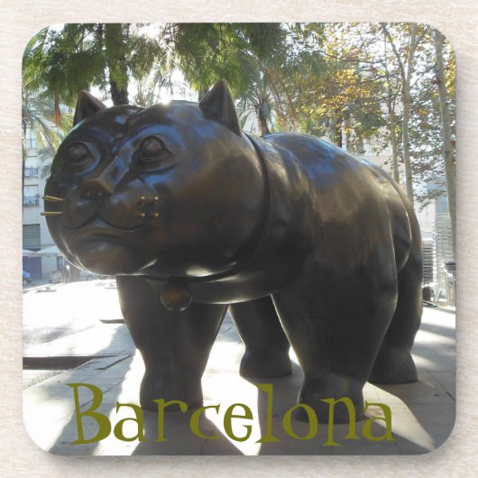 Dessous-de-verre Statue de chat de Barcelone sur le Las Ramblas (Devant)