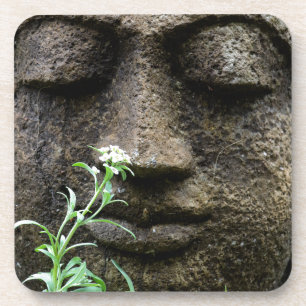 Dessous-de-verre Statue de jardin en pierre avec fleur