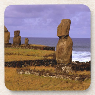 Dessous-de-verre Statue Moai de la plate-forme Tahai Abstraits Pâqu