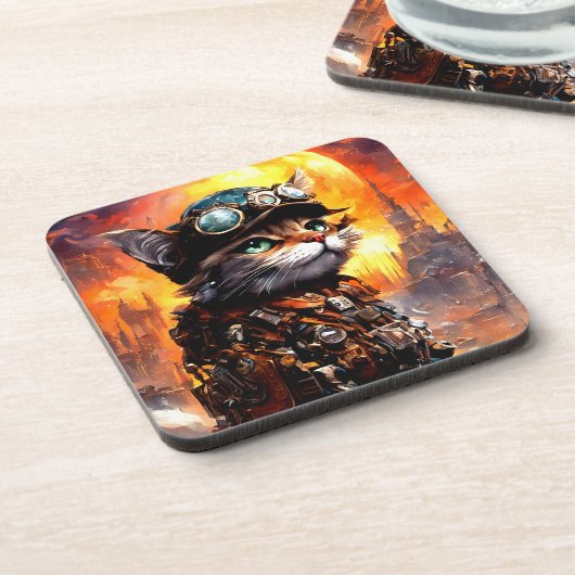 Dessous-de-verre Steampunk Cat II (Côté gauche)