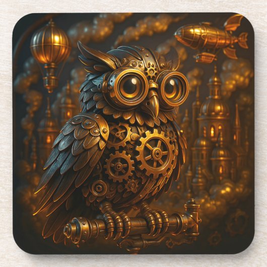 Dessous-de-verre Steampunk Owl, (Devant)