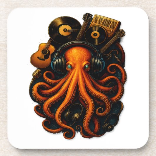 Dessous-de-verre "Steampunk Sticker Octopus - Imaginaire de musique (Devant)