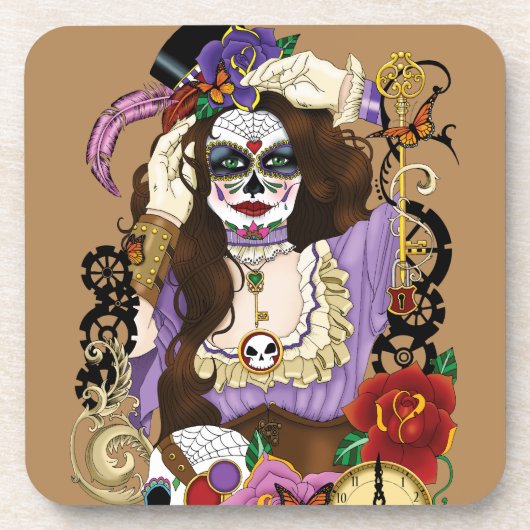 Dessous-de-verre Steampunk Sugar Skull (Devant)