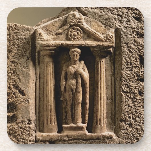 Dessous-de-verre Stele votif de marbre et de grès avec le figu (Devant)