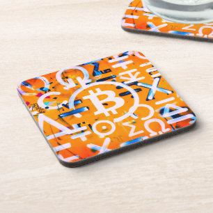 Dessous-de-verre Street Art Bitcoin (Peinture Orange No. 3)