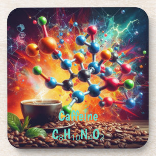 Dessous-de-verre Structure de caféine moléculaire - Science Art Caf
