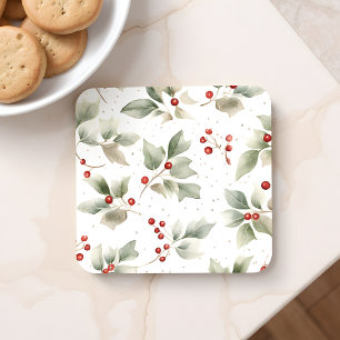 Dessous-de-verre Style d'aquarelle Holly et Berries