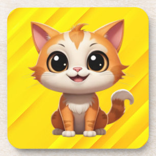 Dessous-de-verre Style de dessin animé de chat orange mignon - 8973