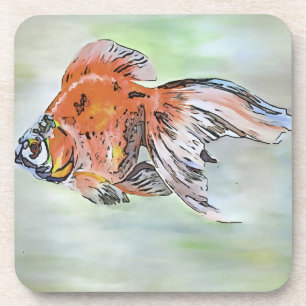 Dessous-de-verre Style de dessin Ryukin Poisson d'or peinture acryl
