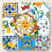 Dessous-de-verre style sicilien, art d'été, citrons (Devant)