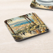Dessous-de-verre Style vintage Cannes Français Aquarelle (Côté gauche)