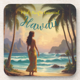 Dessous-de-verre Style vintage Hawaiian Travel Honolulu Hula Girl